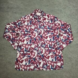 Da‎ Rue Shirt Womens 2XL XXL Purple Blouse Long Sleeve Collard Padded Ladies